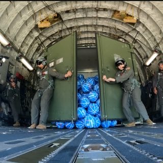 Dude Perfect spent the day with the C-17 sqaudron at Altus AFB. Image: Dude Perfect Youtube Screengrab